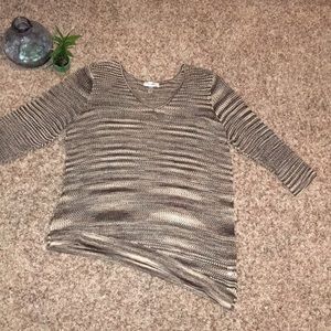 dressbarn 1X 3/4 Sleeve Sweater w/ Slanted Bottom
